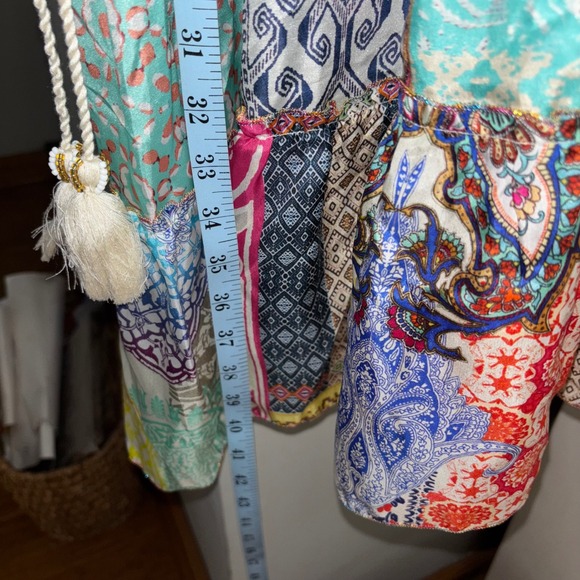 Johnny Was New Medium Gigi Patchwork Dress $398 Patchwork Bohemian Bell Sleeve - Picture 11 of 16